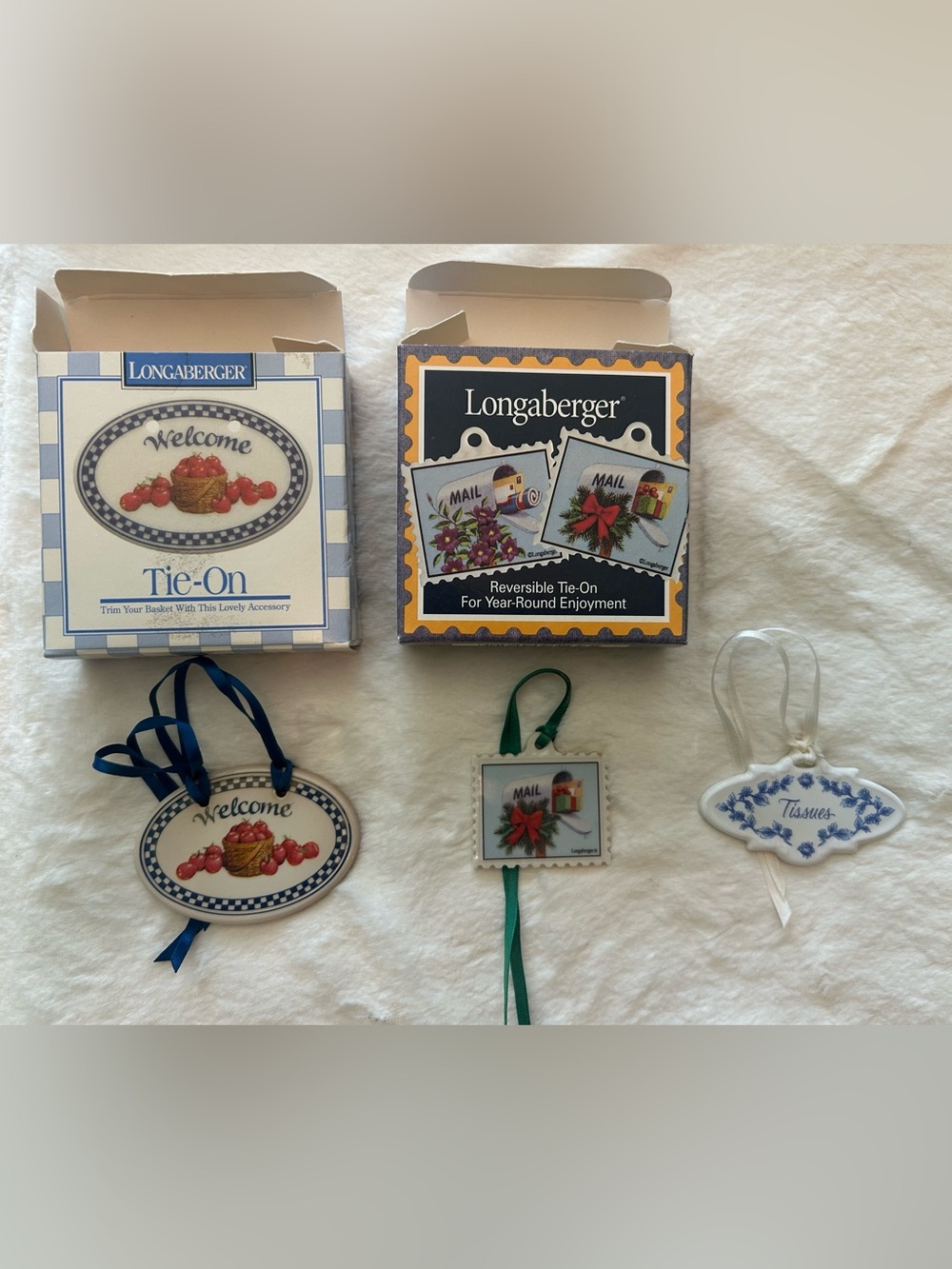 Longaberger Bundle Basket Tie-On’s (Apple basket/Mail basket/Tissues basket)